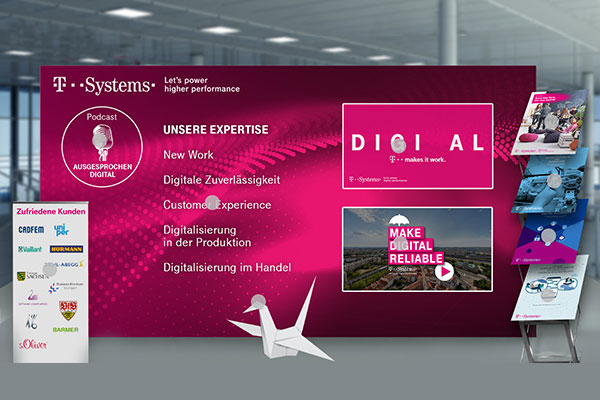 Zu sehen ist der digitale Messestand der T-Systems Multimedia Solutions bei der DiMitEx